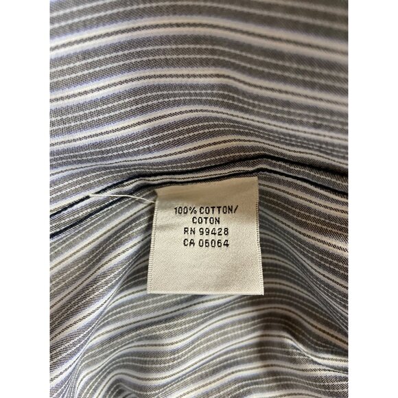 Bugatchi Uomo Dress Shirt 15 32/33 Navy White Stripe Button Up  Preppy Corpcore - Picture 7 of 8